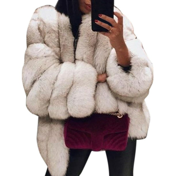 Chic Womens Luxury Fur Furry Coats Slim Fit Jacket Parkas Overcoats Thicken Warm 